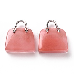 Watermelon Stone Glass Brass Pendants&nbsp;KK-E274-01P-010