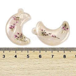 エポキシ樹脂ペンダント  カドミウムフリー＆鉛フリー  インナーフラワー  ムーン  32x21x3mm  穴：1.8mm&nbsp;RESI-S09-01B-RS