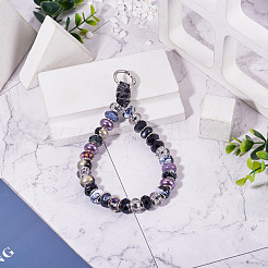 Resin Rondelle Bead with Polyester & Spandex Cord Phone Hand Strap Chains&nbsp;HJEW-TADJ0008