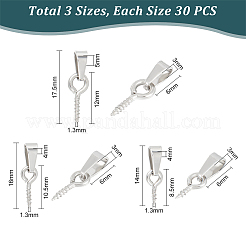 90個 3スタイル 304ステンレススチール スクリューアイペグベイル  ステンレス鋼色  14~17.5mm  穴：6x3mm  ピン：1.3mm  30個/スタイル&nbsp;STAS-UN0052-88