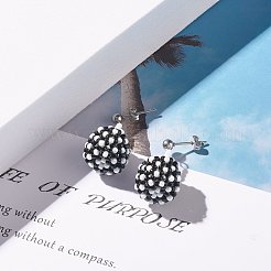東方和種ビーズ ダングル スタッド ピアス  真鍮のピアスキャッチ  ブラック  28mm  ピン：0.8mm&nbsp;EJEW-JE04762-04