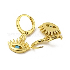 Real 18K Gold Plated Brass Dangle Leverback Earrings&nbsp;EJEW-A033-10G
