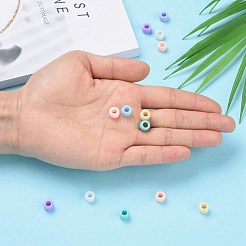不透明なアクリルビーズ  ドーナツ  ミックスカラー  8x6mm  穴：4mm  約1950個/500g&nbsp;SACR-R746-07