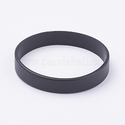 シリコンリストバンドブレスレット  コードブレスレット  ブラック  2-1/2インチ（63mm）  12x2mm&nbsp;X-BJEW-J176-11