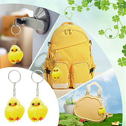 Cute Water Mink Mini Fur Chicken Pendant Bag Keychain&nbsp;KEYC-WH0018-77