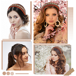 女性用花柄ヘアバンド装飾2個、2色  夏のボヘミアンヘアアクセサリー  ミックスカラー  160x125x45mm  1pc /カラー&nbsp;OHAR-CY0001-19A
