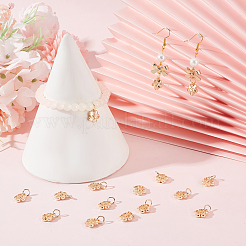 ラックメッキ合金チャーム40個  丸カン付き  長持ちメッキ  カドミウムフリー＆鉛フリー  花のチャーム  14KGP本金メッキ  12x10.5x3.5mm  穴：4mm&nbsp;FIND-BBC0004-44