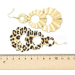 女性用ティアドロップ型ヒョウ柄合金ダングルイヤリング  ゴールドカラー  90x42.5mm&nbsp;EJEW-K304-02G