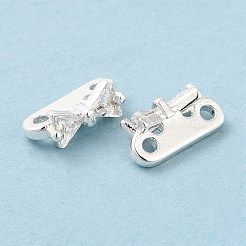 真鍮製連バー  カドミウムフリー＆ニッケルフリー＆鉛フリー  ガラスと  蝶結び  銀色のメッキ  4x10x5mm  穴：1.2mm&nbsp;KK-R145-08S