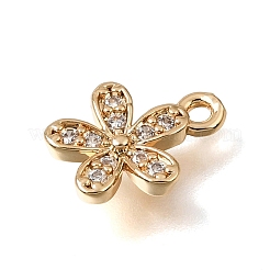 真鍮マイクロパヴェクリアキュービックジルコニアチャーム  花のチャーム  ニッケルフリー  18KGP本金メッキ  11x9x2mm  穴：1.2mm&nbsp;CU-K001-11G