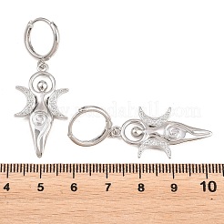 真鍮製のフープ型ドロップピアス  豊饒の女神  鉛フリー＆カドミウムフリー  長持ちメッキ  ラックめっき  プラチナ  43.5x16.5mm&nbsp;EJEW-G471-47P-02