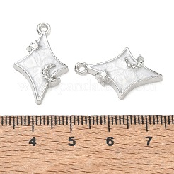 合金エナメルチャーム  星と月のチャーム  プラチナ  24x15x3.5mm  穴：1.2mm&nbsp;AL-CBA1599-05P