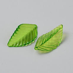 透明なアクリルパーツ  葉  黄緑  36x18x5mm  穴：1.8mm&nbsp;OACR-CJC0006-25F