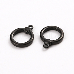 304ステンレス鋼トグル留め金部品イオンプレーティング（IP）  リング  電気泳動黒  18x14x3mm  穴：1.5mm  内側：10x10mm&nbsp;STAS-D142-04B-B