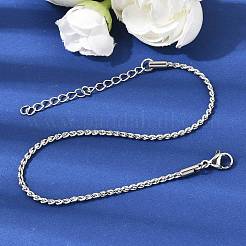 ツイスト304ステンレススチールリンクチェーンブレスレット（女性用）  ステンレス鋼色  7.64インチ（19.4cm）&nbsp;BJEW-K240-09P