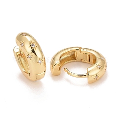 Clear Cubic Zirconia Star Hoop Earrings&nbsp;EJEW-C022-01G-01