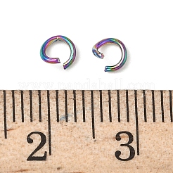 304ステンレススチールオープン丸カン  ラウンド  虹色  4x0.7mm  21ゲージ  内径：2.7mm&nbsp;STAS-Z150-01A-RC