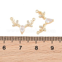真鍮の舗装キュービックジルコニアペンダント  クリスマス鹿のチャーム  18KGP本金メッキ  11.5x16x3mm  穴：0.8mm&nbsp;KK-CBA866A-13G