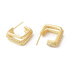Clear Cubic Zirconia Square Stud Earrings&nbsp;EJEW-F316-10G