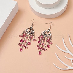 Glass Teardrop Tassel Chandelier Earrings&nbsp;EJEW-TA00184-04