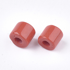 不透明なガラスラッパビーズ  丸い穴  ファイヤーブリック  7~7.5x6~6.5mm  穴：2.5mm  約800個/袋&nbsp;SEED-S023-02C