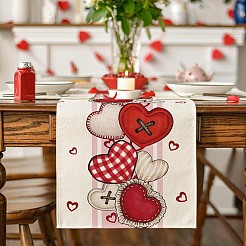 Heart Pattern Linen Tablecloth&nbsp;AJEW-WH20006-230