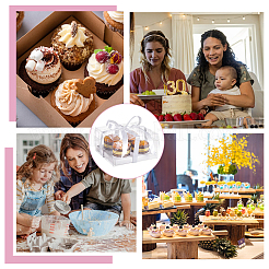 6Pcs Folding Paper Cupcake Storage Boxes with Clear Lids&nbsp;CON-UN0001-05B
