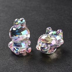 UVメッキレインボー虹色アクリルビーズ  兎  ミックスカラー  18x12x10.5mm  穴：2.6mm&nbsp;OACR-H015-08