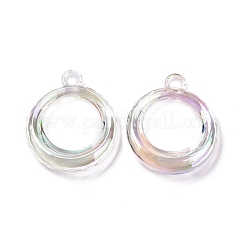 UVメッキレインボー虹色アクリルパーツ  リング  ミックスカラー  32.5x27.5x6mm  穴：3mm&nbsp;PACR-H001-08