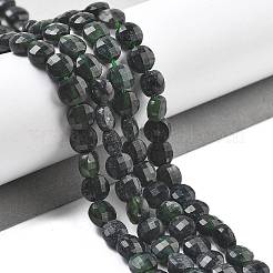 天然黒翡翠ビーズ連売り  ファセットコインビーズ  フラットラウンド  6~7.5x4~5.5mm  穴：0.8~1mm  約56~70個/連  15.31~16.10インチ（38.9~40.9cm）&nbsp;G-C179-A14-02