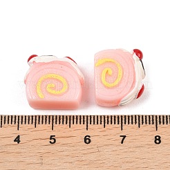 オペーク樹脂カボション  チェリーケーキロール  ピンク  15x18x9mm&nbsp;RESI-XCP0002-54