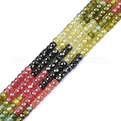 立方晶ジルコニアビーズ連売り  多面カット  ロンデル  ミックスカラー  3.5x2.5mm  穴：0.6mm  約164個/連  14.57''（37センチメートル）&nbsp;ZIRC-P125-2x3mm-09