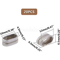 304ステンレススチールスライドチャーム  オーバル  ステンレス鋼色  5x12x6.5mm  穴：4.5x10mm  20個/箱&nbsp;STAS-UN0005-41