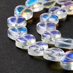 透明なガラスビーズ連  ハート  クリアAB  9.5~10x10x3.5~4.5mm  穴：0.8~1mm  約35個/連  13.15~13.31インチ（33.4~33.8cm）&nbsp;GLAA-F112-03G