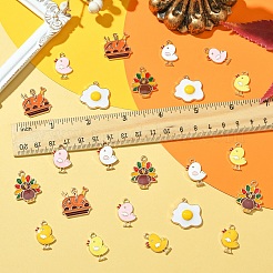 感謝祭テーマの合金エナメルペンダント28個、7スタイル  混合図形  ミックスカラー  20~24x13~21.5x1.5~3.5mm  穴：1.5~1.8mm  4個/スタイル&nbsp;ENAM-YW0005-18