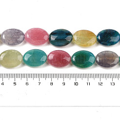 天然石瑪瑙ビーズ連売り  染め＆加熱  フラットオーバル  ミックスカラー  20x15x7mm  穴：1.4mm  約20個/連  15.75''（40センチメートル）&nbsp;G-P535-F01-01