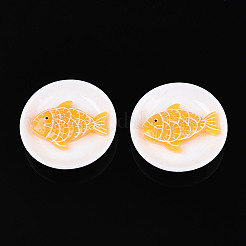 オペーク樹脂カボション  模造食品  魚  ミックスカラー  27.2~28x7.5~8mm&nbsp;CRES-T025-12M