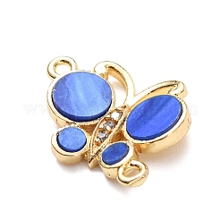Brass Micro Pave Clear Cubic Zirconia Butterfly Connector Charms&nbsp;KK-C161-01G-11