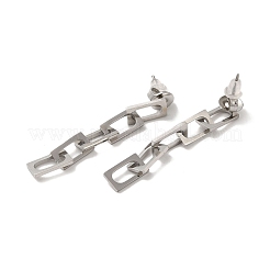 変色しない304ステンレススチールチェーンダングルスタッドピアス（女性用）  ステンレス鋼色  42x5.5mm&nbsp;EJEW-Q781-27P