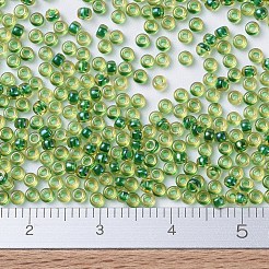 MIYUKIラウンドロカイユビーズ  日本製シードビーズ  （rr331)エメラルド裏地付きライトトパーズab  11/0  2x1.3mm  穴：0.8mm  約1100PCS /ボトル  10 G /ボトル&nbsp;SEED-JP0008-RR0331