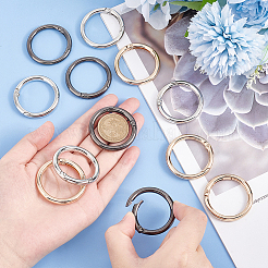 12Pcs 3 Colors Alloy Spring Gate Rings&nbsp;AJEW-PH0018-12