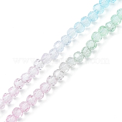 透明ガラスビーズ連売り 2本  ファセット（32ファセット）  ラウンド  ミディアムシーグリーン  4~4.5mm  穴：1mm  約90~95個/連  13.98インチ（35.5cm）&nbsp;GLAA-YW0001-54
