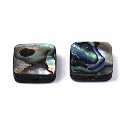 天然アワビシェル/パウアシェルビーズ  正方形  カラフル  10x10x3.5mm  穴：1mm&nbsp;SSHEL-T014-12A