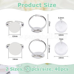DIY ブランクドーム 304 ステンレススチール製指輪製作キット  ステンレス鋼色  トレイ：12~14mm  内径：17mm&nbsp;DIY-HS0001-56