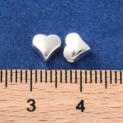 真鍮ビーズ  鉛フリー＆カドミウムフリー  ハート  925銀メッキ  5.5x6x3.5mm  穴：1.4mm&nbsp;KK-U024-13S