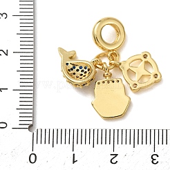 Brass Micro Pave Cubic Zirconia & Enamel Dangle Charms&nbsp;CU-CBA0A9C-04G
