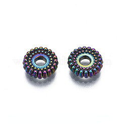ラックメッキレインボーカラーアロイビーズ  カドミウムフリー＆ニッケルフリー＆鉛フリー  タイヤ  8x2mm  穴：1.2~2mm&nbsp;PALLOY-S180-353