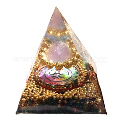 オルゴナイトピラミッド樹脂エネルギー発生器  レイキ天然ローズクォーツチップと金属ビーズが内蔵されており、自宅やオフィスのデスクの装飾に最適です。  60x60x60mm&nbsp;PW-WGB5409-01