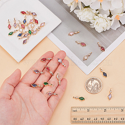 16Pcs 8 Colors Brass Micro Pave Cubic Zirconia Pendants&nbsp;KK-WR0001-42