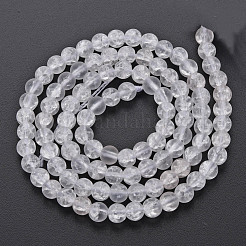 クラックガラスビーズ連売り  艶消し  ラウンド  透明  4mm  穴：0.8mm  約98~100個/連  15.35インチ（39cm）&nbsp;GLAA-S192-D-006A
